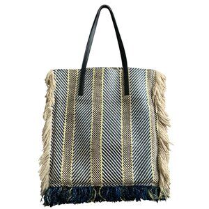 Striped Fringe Tote Bag